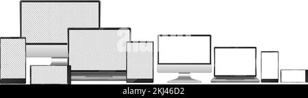 Green screen laptop tablet and smart phone vector files. Stock Vector
