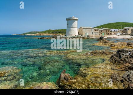 A beautiful view in the village of Tollare on a summer morning, near Ersa, in Cap Corse, Corsica, France. Stock Photo