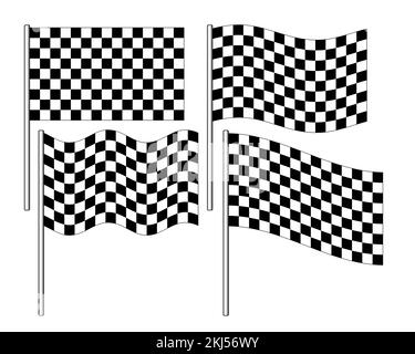 Checkered racing flags set illustration Stock Vector