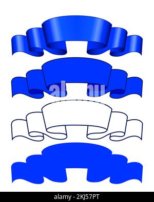 Illustration of an abstract blue decorative ribbon set Stock Vector