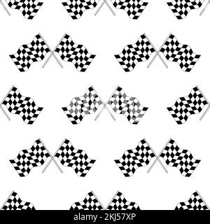 Checkered Flag seamless pattern, racing flags icon and finish ribbon ...
