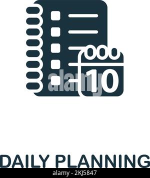Diily Planning icon. Monochrome simple Time Management icon for templates, web design and infographics Stock Vector