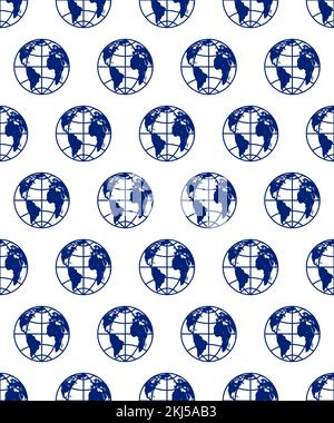 Earth globe icon seamless pattern. Elements of this image furnished by NASA.  Source of map: http://visibleearth.nasa.gov/view.php?id=74518 Stock Vector