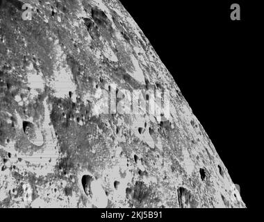Lunar Orbit, Earth Orbit. 21 November, 2022. Black and white images of the lunar surfaced showing craters captured by Orion optical navigation camera during the nearest approach to the Moon on flight day six of the NASA Artemis I mission, November 21, 2022, in Lunar Orbit.  Credit: NASA/NASA/Alamy Live News Stock Photo