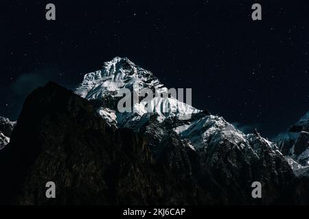 Mt. Shrinaj and Ganesh Himal Range Night View as seen from Deng, Gorkha during Manaslu Circuit Trek Stock Photo