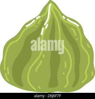 Wasabi in cartoon flat style. Hand drawn Japanese traditional cuisine. Stock Vector
