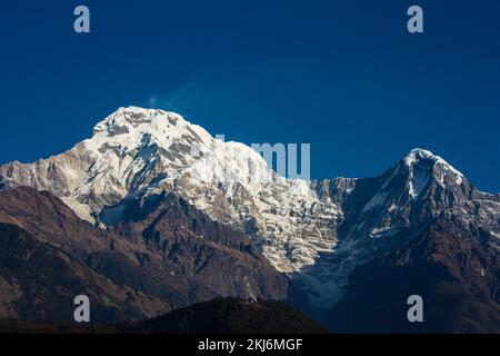 Mardi Himal, Mt. Machhapuchhare, Annapurna mountain seen during Annapurna Base Camp Trekking Nepal Stock Photo