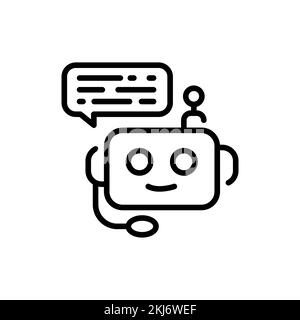 Chatbot black line icon. Call center. Support service Stock Vector