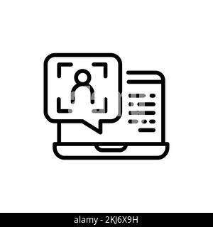 Customer request black line icon. Online comment. Support service. Stock Vector