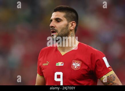 Doha, Qatar, 24th November 2022.  Aleksandar Mitrovic of Serbia during the FIFA World Cup 2022 match at Lusail Stadium, Doha. Picture credit should read: David Klein / Sportimage Credit: Sportimage/Alamy Live News Stock Photo