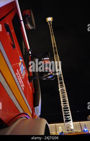 A Coruna, Spain Autoladder used by firefighters designed to fight fire. Transportation of the necessary equipment to act in an emergency. July 3, 2022 Stock Photo