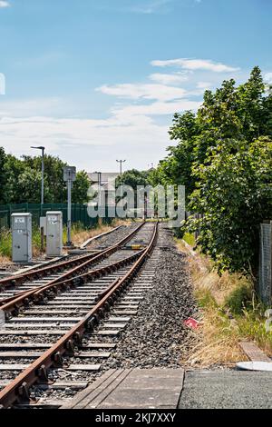 Buffers at end of railway line Stock Photo