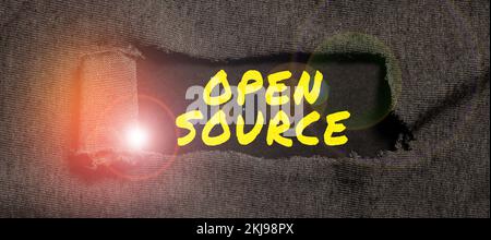 Text caption presenting Open Source. Business idea denoting software which original source code freely available Stock Photo