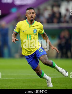 Gabriel Jesus of Brazil during the FIFA World Cup Qatar 2022 Group G soccer  match between Cameroon and Brazil at Lusail Iconic Stadium on December 2,  2022 in Lusail, Qatar. Credit: Takamoto
