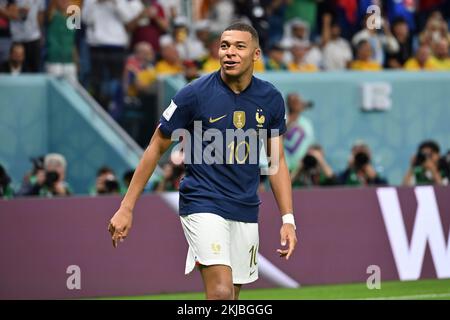 Kylian MBAPPE (FRA), action, single image, cut single motif, half figure, half figure. Match 5, Group D France (FRA) - Australia (AUS) 4-1, on 22/11/2022, Al Janoub Stadium. Soccer World Cup 20122 in Qatar from 20.11. - 18.12.2022 ? Stock Photo