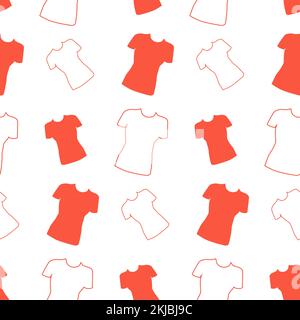 Endless pattern from outline long sleeve tshirt in trendy bright orange shades. Repeating Texture. Abstract background. Template for wrapping paper, poster, greeting, cards or price tag, banner. EPS Stock Vector