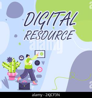 Conceptual caption Digital Resource, Word for content that distributed digitally over the Internet Stock Photo