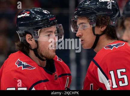 Washington Capitals left wing Sonny Milano skates in the first period of an  NHL hockey game against the Pittsburgh Penguins, Wednesday, Nov. 9, 2022,  in Washington. (AP Photo/Patrick Semansky Stock Photo - Alamy