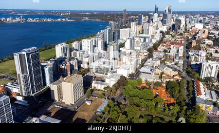 Aerial view of downtown Perth, WA, Australia Stock Photo