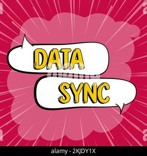 Conceptual caption Data Sync, Conceptual photo data that is continuously generated by different sources Stock Photo