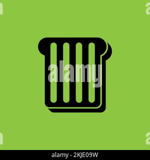 Toast icon isolated on Green Background. Fast Food Concept. - Vector . Vector illustration Stock Vector