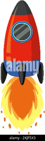 Red rocketship isolated on white background illustration Stock Vector
