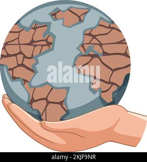 Drought stricken area on the globe from global warming illustration ...
