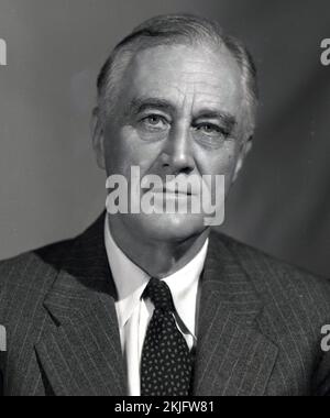 A 1944 portrait of US President Franklin D Roosevelt.  He was 62 yrs old. Photo credit By FDR Presidential Library &amp; Museum - 09-109(12), CC BY 2.0, https://commons.wikimedia.org/w/index.php?curid=40021191 Stock Photo