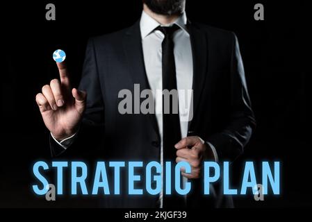 Conceptual caption Strategic Plan, Word Written on A process of defining strategy and making decisions Stock Photo