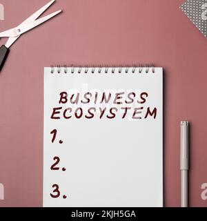 Conceptual caption Business Ecosystem, Word for Develop and Implement Organization Growth Opportunities Stock Photo