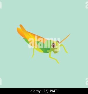 Beautiful grasshopper vector template design on a green background Stock Vector