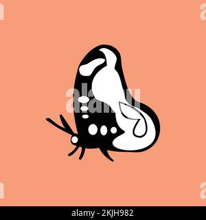 Black and white butterfly icon design on a clean background Stock Vector