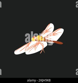 Flying grasshopper illustration on a black background Stock Vector