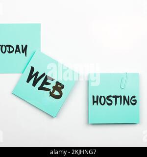 Text caption presenting Web Hosting. Word for The activity of providing storage space and access for websites Stock Photo