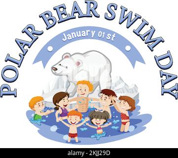 Polar Bear Swim Day Banner Design illustration Stock Vector