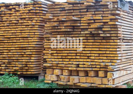Wooden boards, timber, lining, boards for construction work Stock Photo