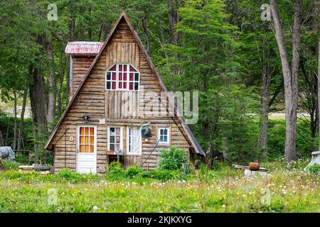 Wooden home in Ushuaia Argentina Stock Photo