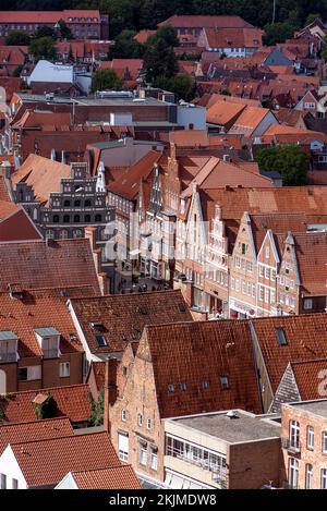 View of the historic old town from the former water tower, Lüneburg, Lower Saxony, Germany, Europe Stock Photo