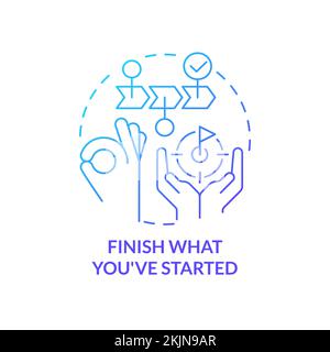 Finish what you started blue gradient concept icon Stock Vector