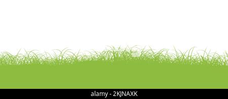 Seamless Green Grassy Field Vector Background Illustration With Text Space. Horizontally Repeatable. Stock Vector