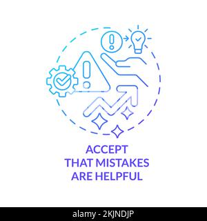 Accept mistakes value blue gradient concept icon Stock Vector