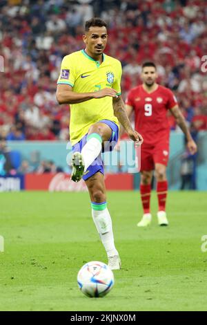 Casemiro of Brazil, Dusan Vlahovic of Serbia during the FIFA World Cup 2022,  Group G football match between Brazil and Serbia on November 24, 2022 at  Lusail Stadium in Al Daayen, Qatar 