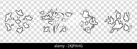 Comic boom effect clouds. Set of explosion bubbles and smoke. Vector illustration isolated Stock Vector