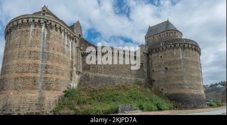 The mighty walls and towers of the medieval castle in Fougeres, France Stock Photo
