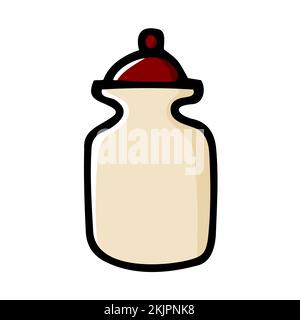Doodle jar for spices. Color container with lid on white background. Hand-drawn cozy kitchen utensils, dishes for food, cooking. Cafe, organization of Stock Vector