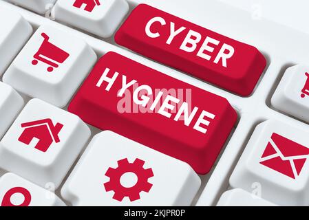 Text sign showing Cyber Hygiene. Business overview steps that computer users take to improve their cyber security Stock Photo
