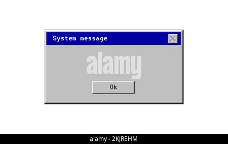 Retro computer window. Old user interface warning message. Retro browser and error message popup Stock Vector