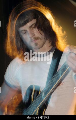 Caleb Followill lead singer of KINGS OF LEON at the Barfly Club in Cardiff, South Wales on 29 April 2003. Photograph: Rob Watkins Stock Photo
