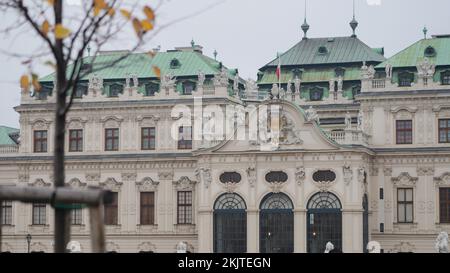 Schloss Belvedere (Castle) in Vienna on a cloudy day. Stock Photo