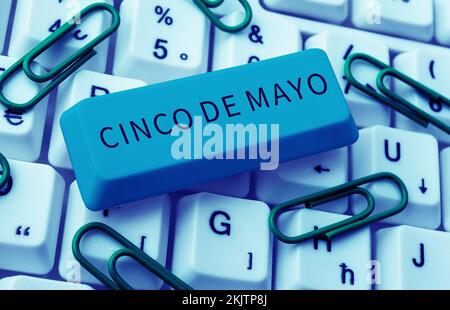 Sign displaying Cinco De Mayo. Word for Mexican-American celebration held on May 5 Stock Photo